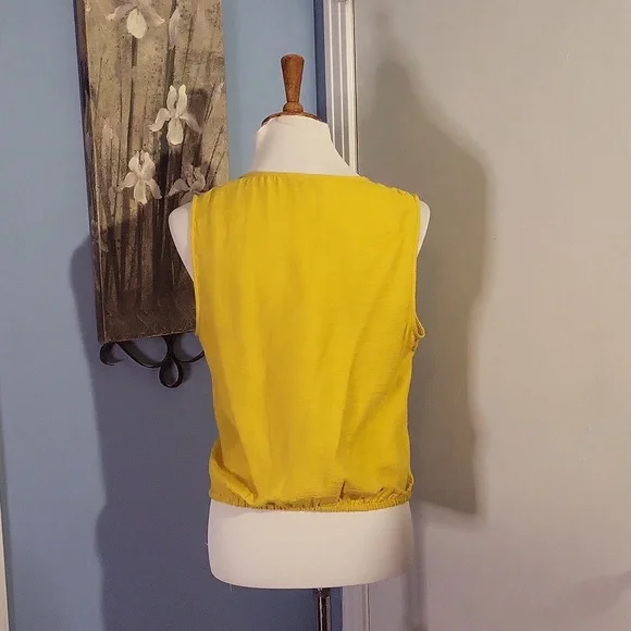 JOIE Top Large Bright Yellow Sleeveless Crop Twist 💛 - Picture 4 of 5